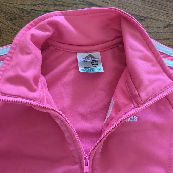 Adidas Girl's Kid's Core Tricot Tracksuit Barbie pink and white size 6X VGUC - Picture 4 of 9